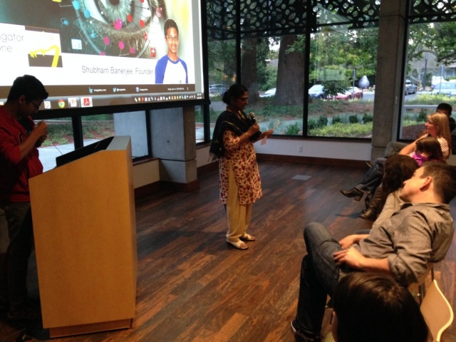 AlligatorZone inspires young students to learn skills for the future of work by observing and learning from entrepreneurial stories, in events, as pictured, featuring Shubam Banerjee of BraigoLabs in Palo Alto, California.
